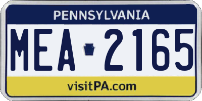 PA license plate MEA2165