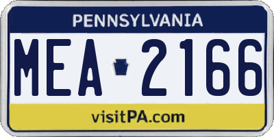 PA license plate MEA2166