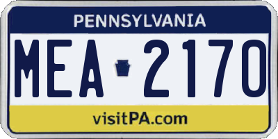 PA license plate MEA2170