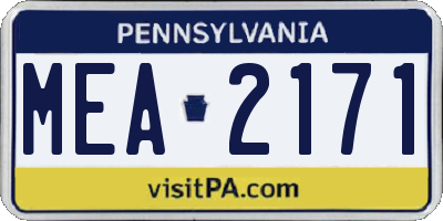 PA license plate MEA2171