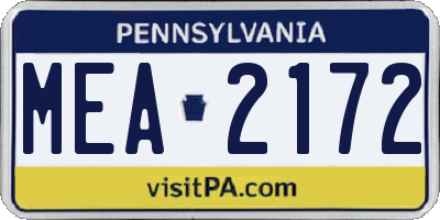 PA license plate MEA2172