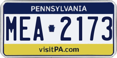 PA license plate MEA2173
