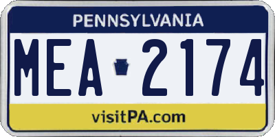 PA license plate MEA2174