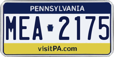 PA license plate MEA2175