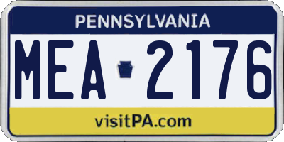 PA license plate MEA2176