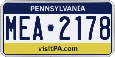 PA license plate MEA2178