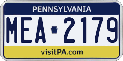 PA license plate MEA2179