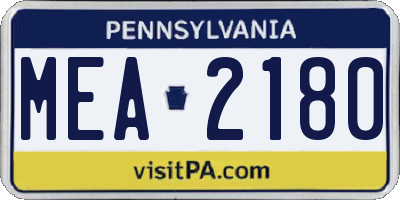 PA license plate MEA2180