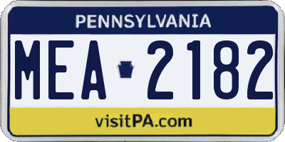 PA license plate MEA2182