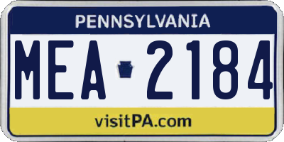 PA license plate MEA2184