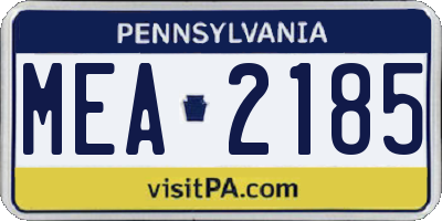 PA license plate MEA2185