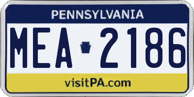 PA license plate MEA2186