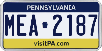 PA license plate MEA2187