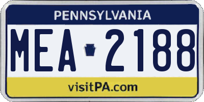 PA license plate MEA2188