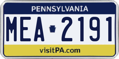 PA license plate MEA2191