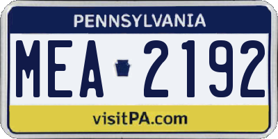 PA license plate MEA2192