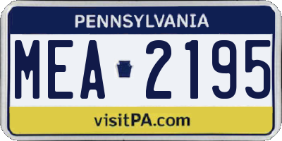 PA license plate MEA2195