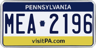 PA license plate MEA2196