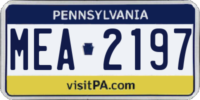 PA license plate MEA2197