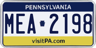 PA license plate MEA2198