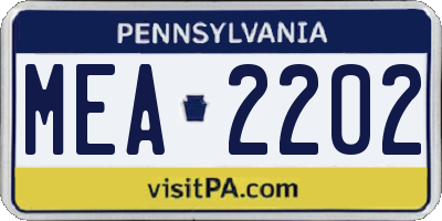 PA license plate MEA2202