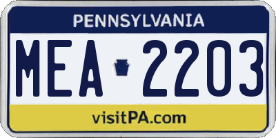 PA license plate MEA2203