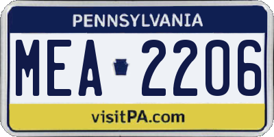 PA license plate MEA2206