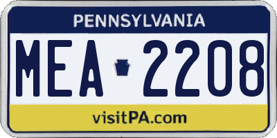 PA license plate MEA2208