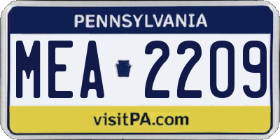 PA license plate MEA2209