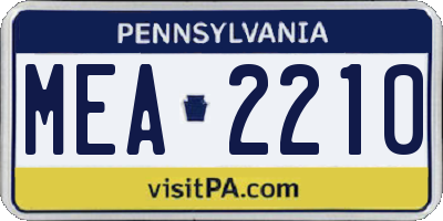 PA license plate MEA2210