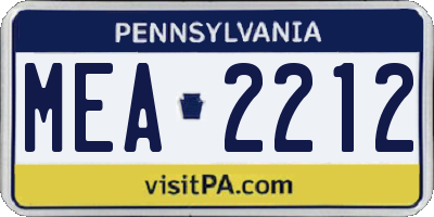 PA license plate MEA2212