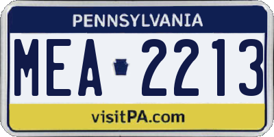 PA license plate MEA2213