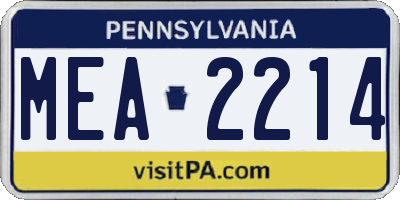 PA license plate MEA2214