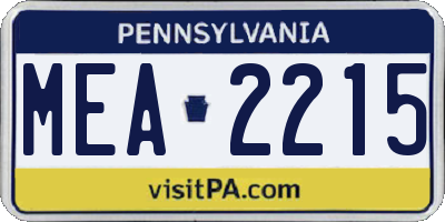 PA license plate MEA2215