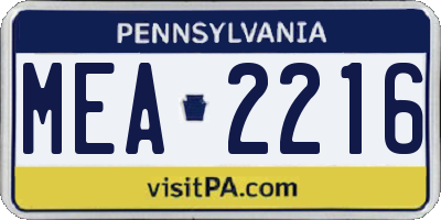 PA license plate MEA2216