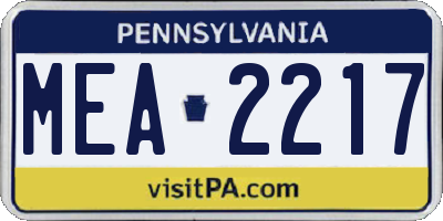 PA license plate MEA2217