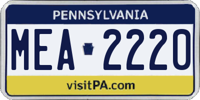 PA license plate MEA2220