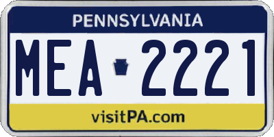 PA license plate MEA2221