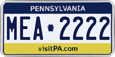 PA license plate MEA2222