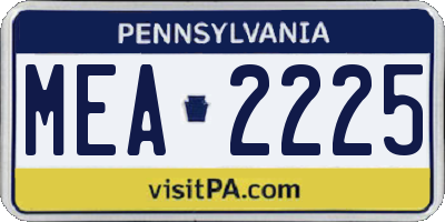 PA license plate MEA2225