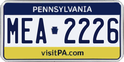 PA license plate MEA2226
