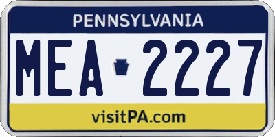PA license plate MEA2227