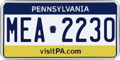 PA license plate MEA2230