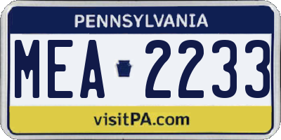 PA license plate MEA2233