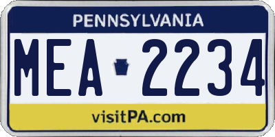 PA license plate MEA2234