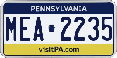 PA license plate MEA2235