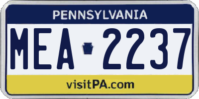 PA license plate MEA2237