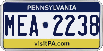 PA license plate MEA2238