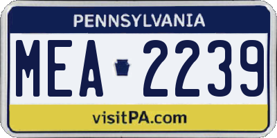 PA license plate MEA2239