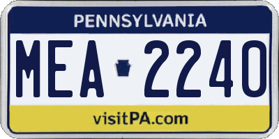 PA license plate MEA2240